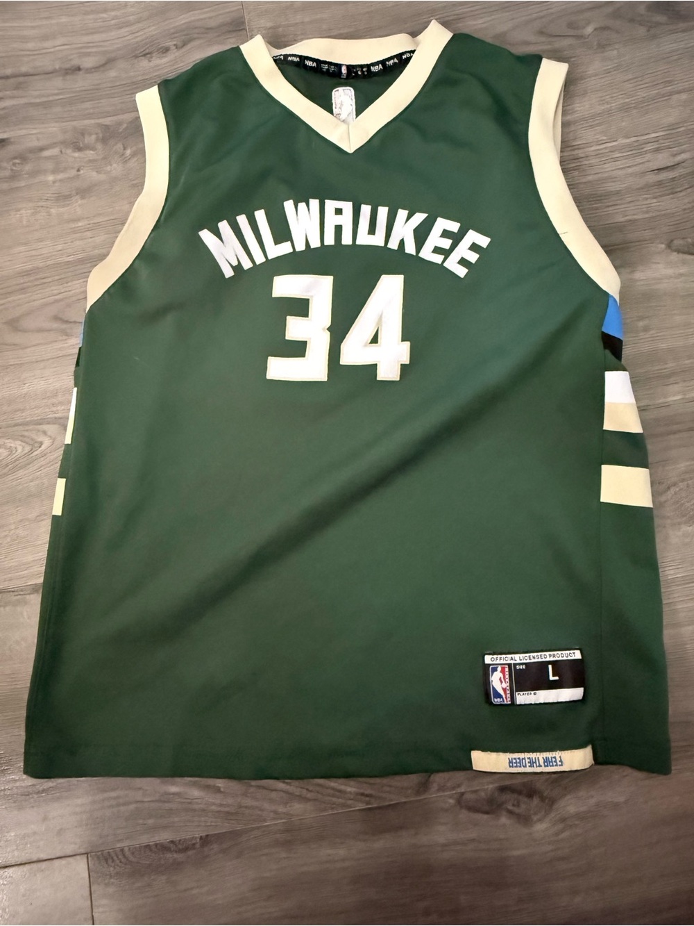 NBA Milwaukee Bucks Green and Cream #34 Jersey
